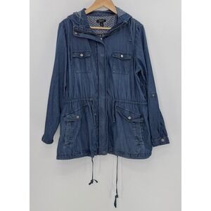 Torrid‎ Womens Blue Denim Lightweight Hooded Utility Anorak Jacket Size 0